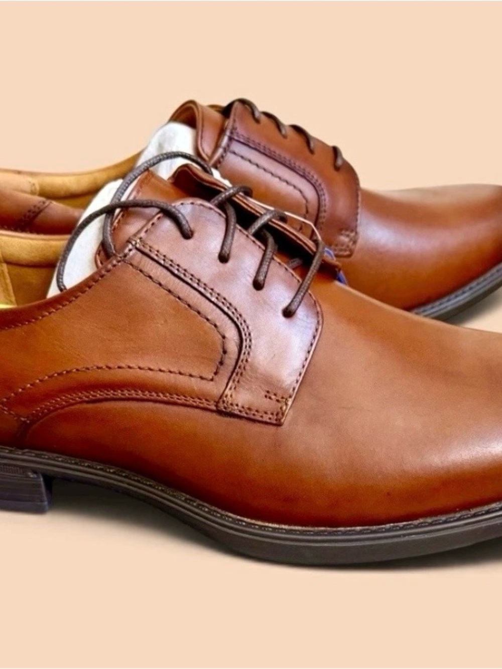 Florsheim Tan Leather Derby Dress Shoes 9.5D Medfield